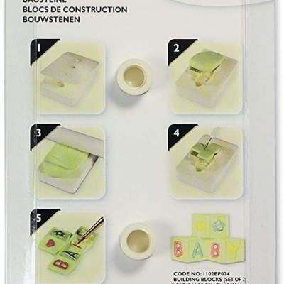 Molde JEM Pop It para blocos de construção com instruções e embalagem em preto e branco