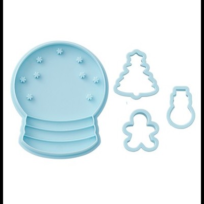 Conjunto de moldes azuis para biscoitos com motivos de Natal