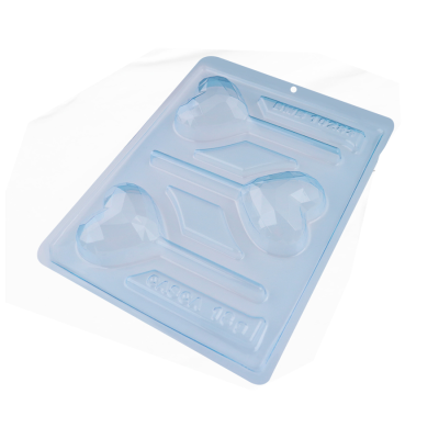 Forma de silicone azul claro para corações e losangos