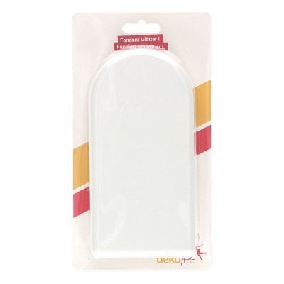 Espátula branca para fondant em embalagem com texto Fondant Glatter L.