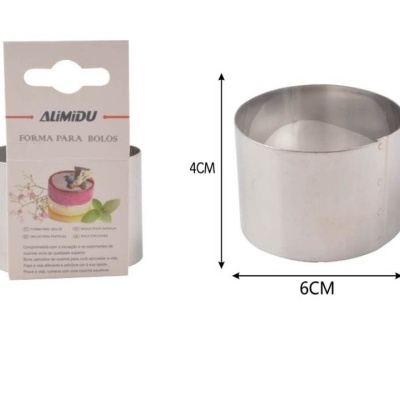 Molde cilíndrico metálico para bolos com embalagem