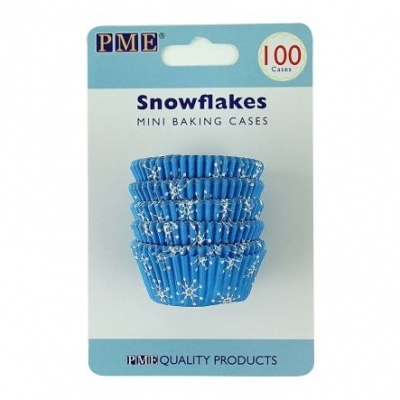 Formas para mini bolos azuis com flocos de neve brancos, marca PME, embalagem com 100 unidades