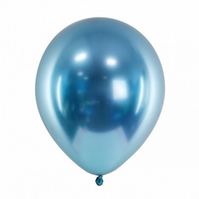 Balão metálico azul de látex brilhante sobre fundo branco