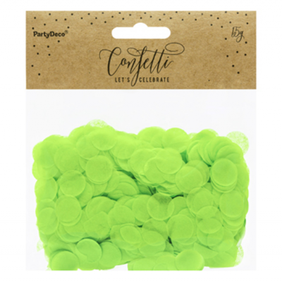 Pacote de confetti verde fluorescente com etiqueta de cartão