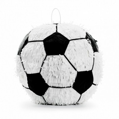 Piñata em forma de bola de futebol preto e branco