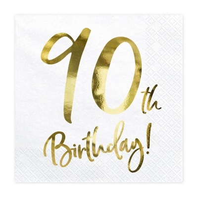 Guardanapo branco com texto dourado 