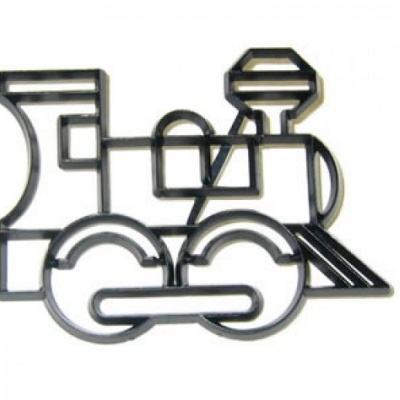 Forma de cortar biscoitos em plástico preto com formato de comboio