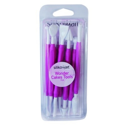 Conjunto de ferramentas de silicone para decoração de bolos rosa