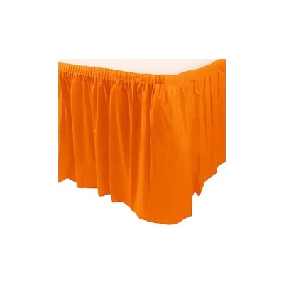 Saia de mesa laranja em tecido com racha frontal