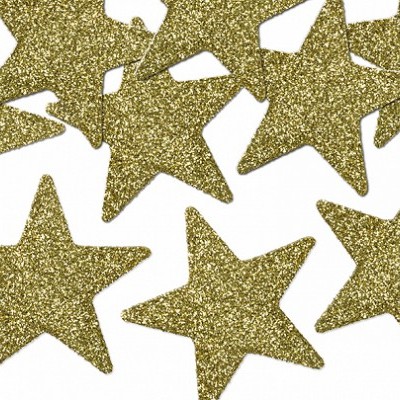 Estrelas decorativas douradas com glitter