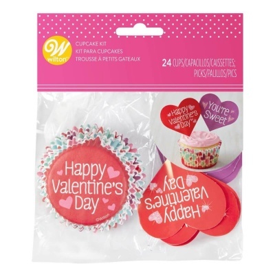 Kit cupcake Wilton com copos decorados para Valentine's Day