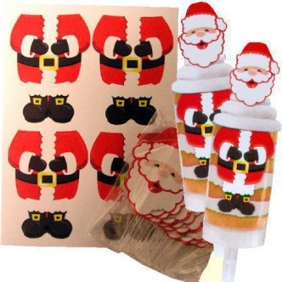 Decoração Natal Pai Natal em papel com várias partes do corpo e produtos decorativos em palitos