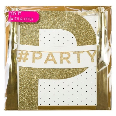 Guardanapos de papel glitter D #PARTY em embalagem transparente