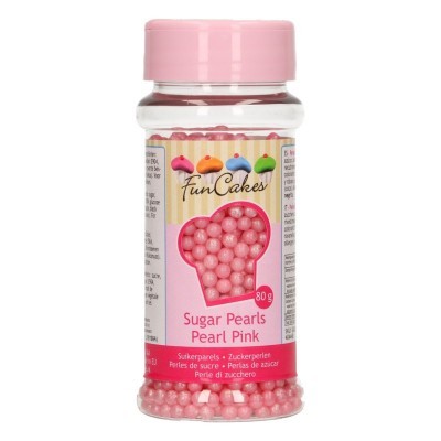 Frasco de pérolas de açúcar cor de rosa FunCakes com tampa rosa