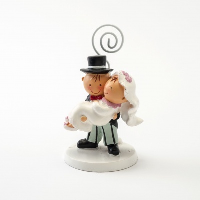 Miniatura casamento noivo e noiva em resina com suporte metálico