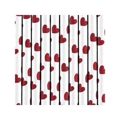 Cortinas brancas com corações vermelhos