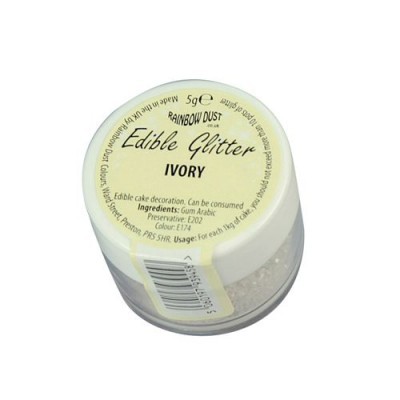 Pote de glitter comestível marfim RAINBOW DUST 5g