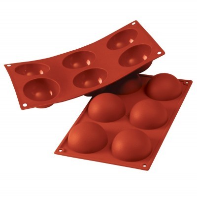 Formas de silicone vermelhas com seis cavidades meia esfera