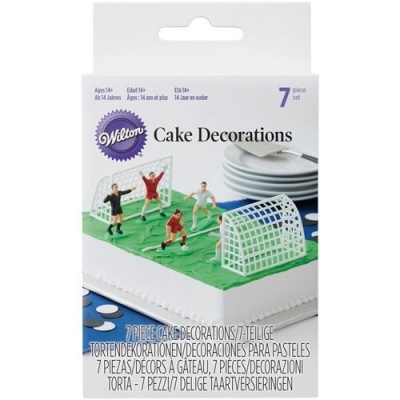 Conjunto de decoração para bolos Wilton tema futebol com 7 peças coloridas