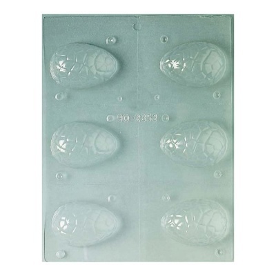 Molde de plástico transparente com seis cavidades em forma de ovo de Páscoa