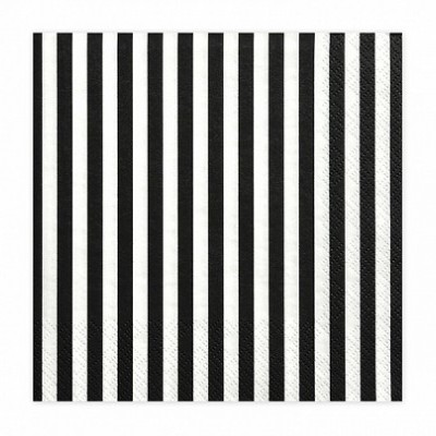 Guardanapo quadrado com riscas verticais preto e branco