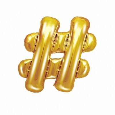 Balão dourado em forma de hashtag