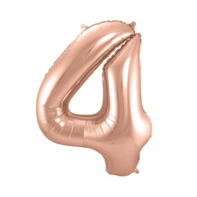 Balão metalizado número 4 cor rosa dourada