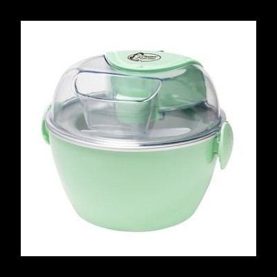 Tigela plástica verde claro com tampa transparente e recipiente móvel