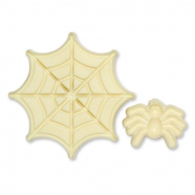 Teia de aranha e aranha em chocolate branco