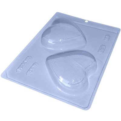 Forma transparente de plástico com dois corações