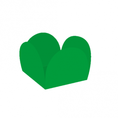 Pequena caixa verde de papel com lados arredondados