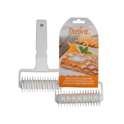 Rolo para massa com design de losangos branco da marca Decora