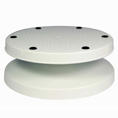 Rodízio giratório de plástico branco com pontos pretos