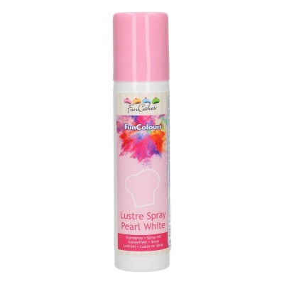 Frasco de spray de lustre para bolos, rosa e branco com rótulo colorido