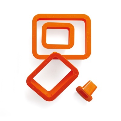 Conjunto de moldes quadrados e retangulares laranja de plástico