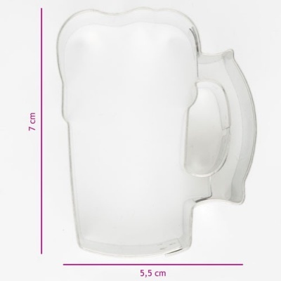 Forma plástica transparente em forma de caneca de cerveja