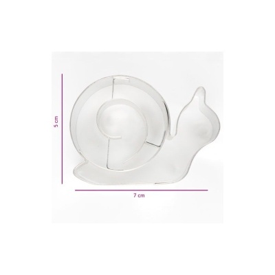 Molde acrílico caracol transparente 7x5 cm em fundo branco