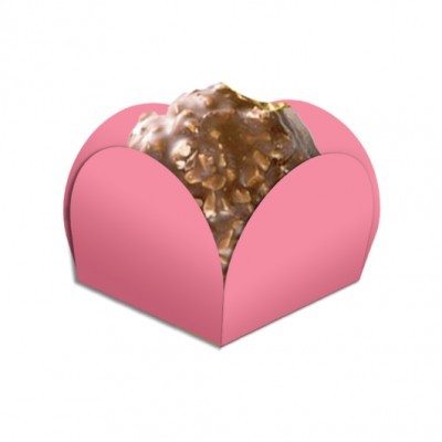 Bombom de chocolate numa caixa rosa pequena