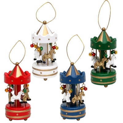Decorações de Natal carrossel de madeira em várias cores