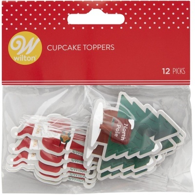 Pacote de picks para cupcakes com figuras de Natal