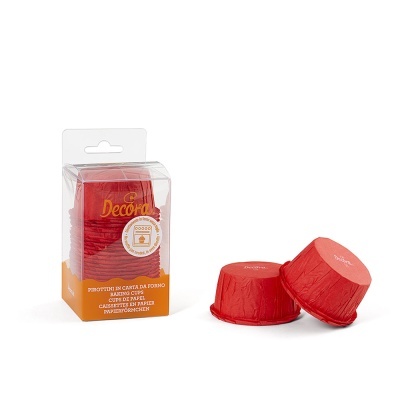 Caixas de papel vermelhas para fornos da marca Decora com embalagem transparente