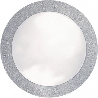 Espelho redondo com moldura prateada brilhante