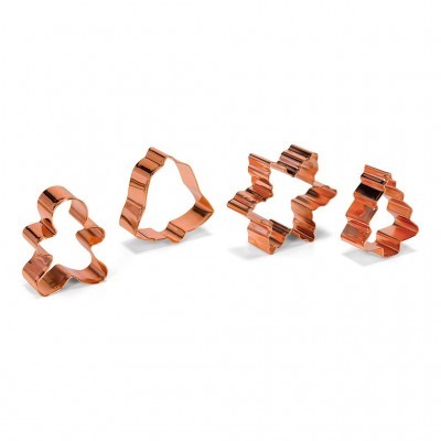 Conjunto de cortadores de bolachas natalícios em metal bronze