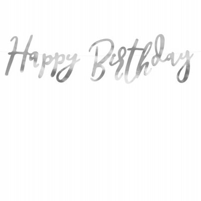 Guirlanda decorativa silver com texto Happy Birthday