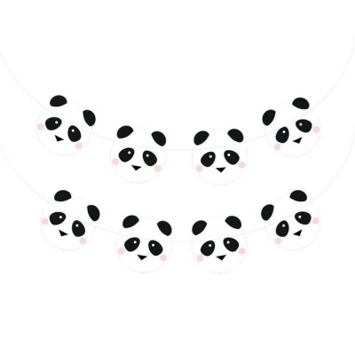 Guirlanda decorativa com caras de panda e bochechas rosadas