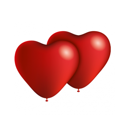 Dois balões vermelhos em forma de coração