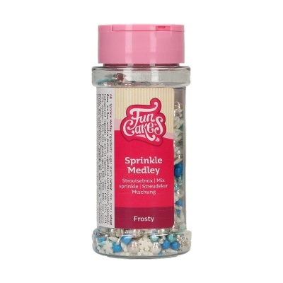 Frasco de confeitos para bolos FunCakes Sprinkle Medley Frosty com tampa rosa