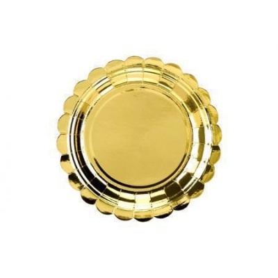 Prato descartável dourado com borda ondulada