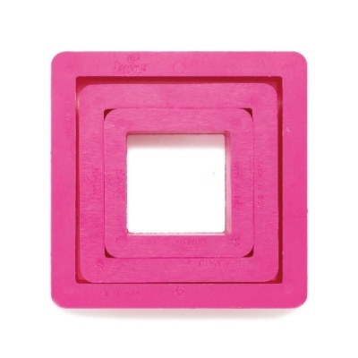 Conjunto de três molduras quadradas cor-de-rosa em plástico empilhadas