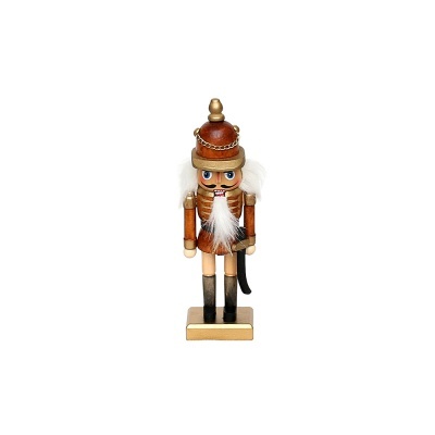 Figura decorativa de soldado Quebra-nozes em madeira com barba branca